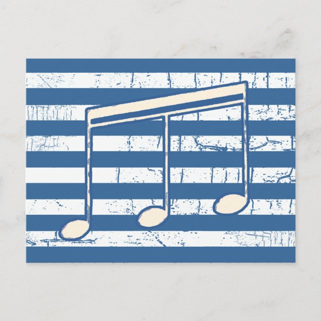 white musical note on stripes postcard (Front)
