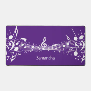 White Musical Score Design Desk Mat