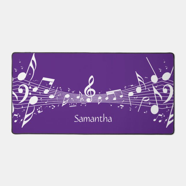 White Musical Score Design Desk Mat (Front)
