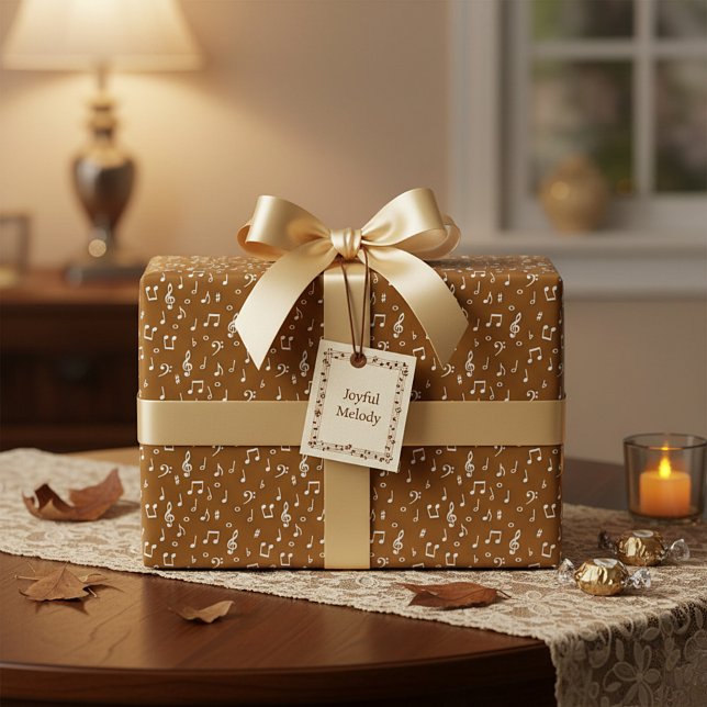 white Musical with custom background colour Wrapping Paper (Creator Uploaded)