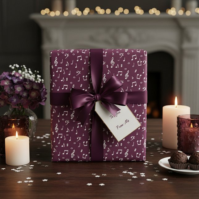 White Musical with custom background colour Wrapping Paper (Creator Uploaded)