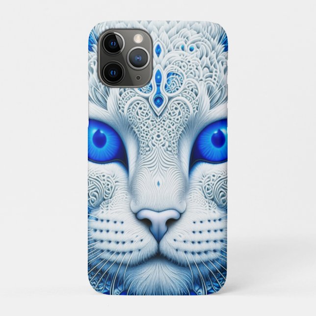 White Mystical Cat Ethereal AI Art Case-Mate iPhone Case (Back)