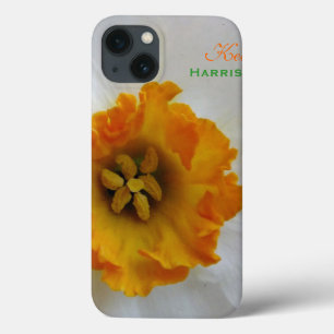 White N Orange Daffodil Personalised iPad Case