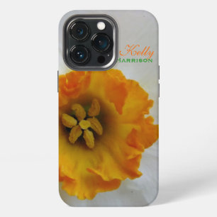 White N Orange Daffodil Personalised iPhone 13 Pro Case