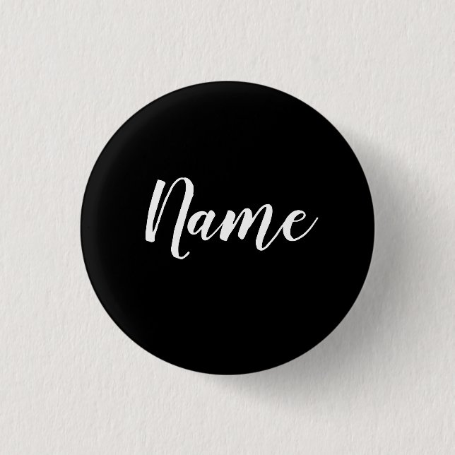 White Name on Black Background 3 Cm Round Badge (Front)