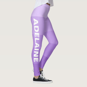 White Name   Stylish 5 Amethyst Shades Blocks Leggings