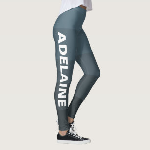 White Name   Stylish 5 Gunmetal Shades Blocks Leggings