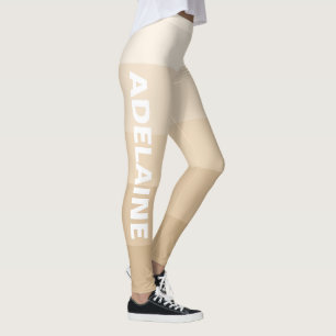 White Name Stylish 5 Tan Shades Blocks Leggings