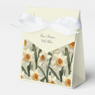 White Narcissus Bloom Spring Pattern Favour Box