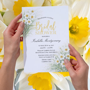 White Narcissus Floral Bridal Shower Elegance Invitation