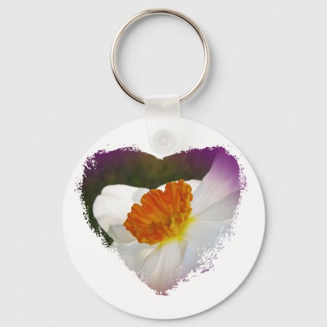 White Narcissus Floral Coordinated Items Key Ring (Front)