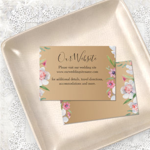 White Narcissus on Champagne Wedding Enclosure Card