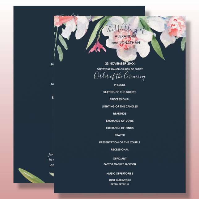 White Narcissus on Navy Wedding Program (Creator Uploaded)