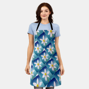 White Narcissus Pattern Apron