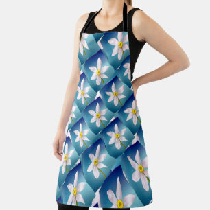 White Narcissus Pattern Apron