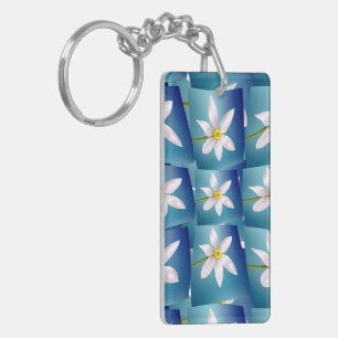 White Narcissus Pattern Key Ring