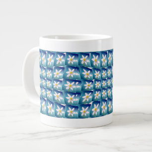 White Narcissus Pattern Large Coffee Mug