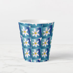 White Narcissus Pattern Latte Mug