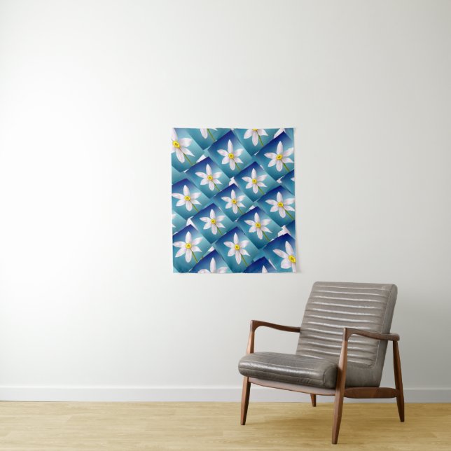 White Narcissus Pattern Tapestry (In Situ)