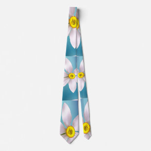 White Narcissus Pattern Tie