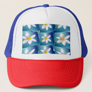 White Narcissus Pattern Trucker Hat