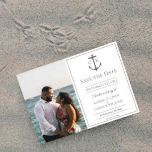 White Nautical Monogram Photo Save the Date