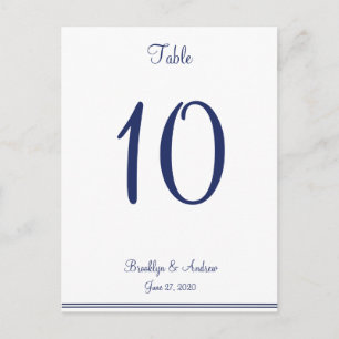 White Nautical Wedding Table Numbers Postcard