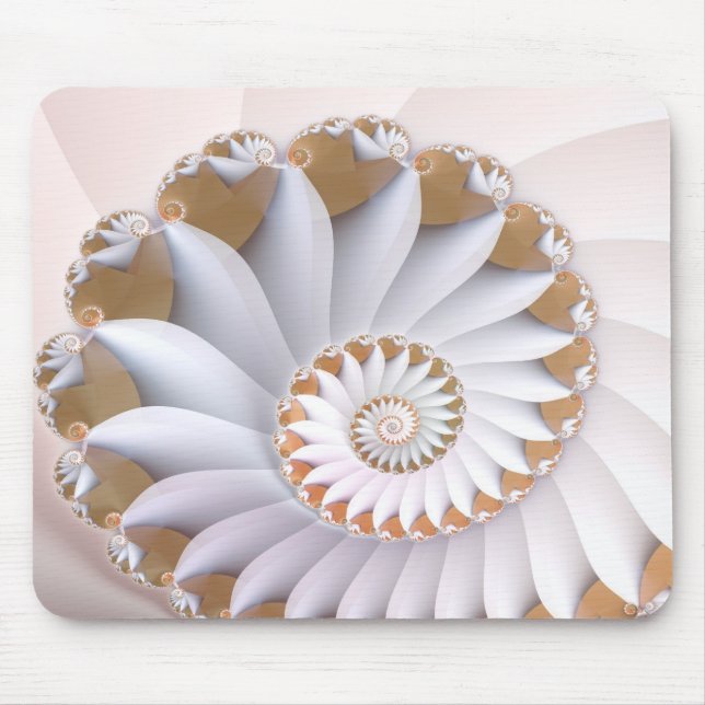 White Nautilus Cute Abstract Seashell Art Mouse Pad (Front)