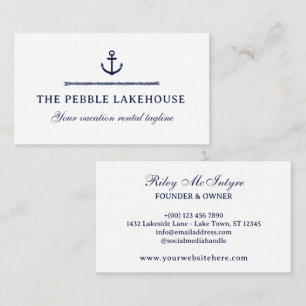 White Navy Anchor Rope Nautical Property Rental Business Card