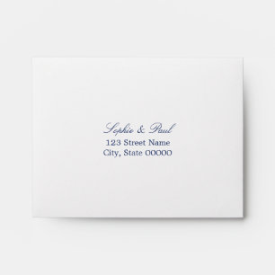 White Navy Blue Lined Self Addressed RSVP Envelope