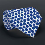 White Navy Blue Star Of David Grid Tie<br><div class="desc">Judaica Collection</div>