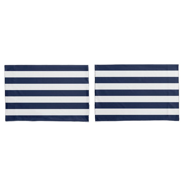 White Navy Blue Stripes Pattern {pick your color} Pillowcase (Front-Set)