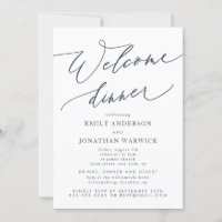 White Navy Blue Wedding Welcome Dinner