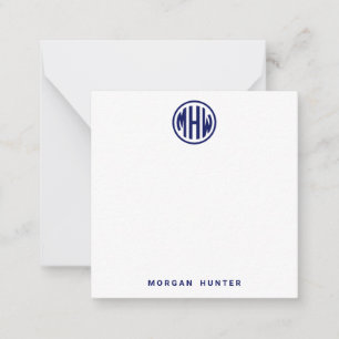 White Navy Circle Monogram Font DIY BG Card