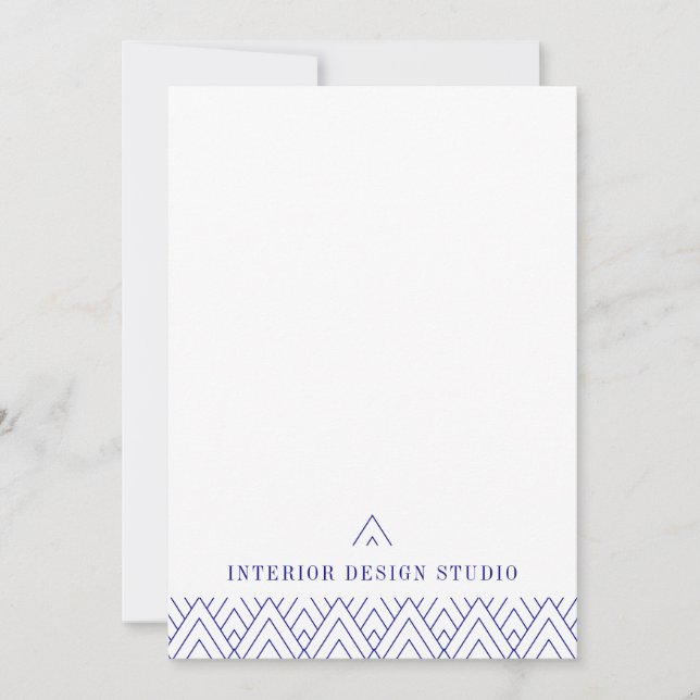 White navy minimalist geometric business note card (Front)