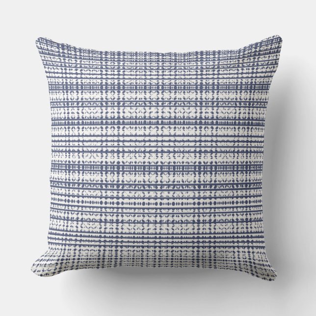 White Navy Plaid Design Cushion (Front)