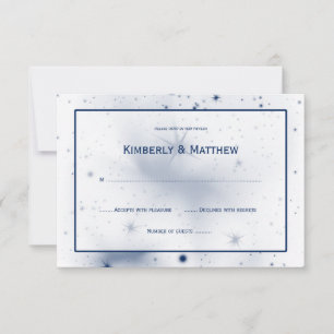 White Navy Stars Design RSVP Card