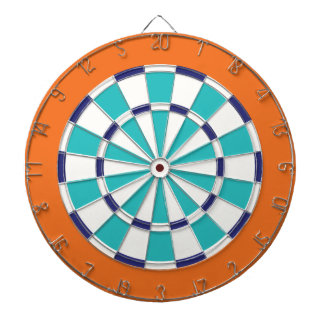 White, Navy, Turquoise, And Orange Dartboard