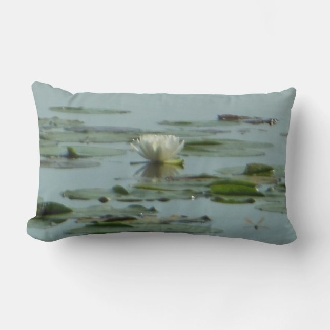 White Nenuphar Dragonfly Lumbar Cushion (Front)
