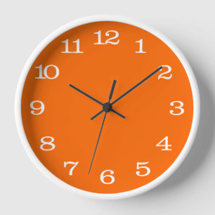 white neon orange solid colour clock