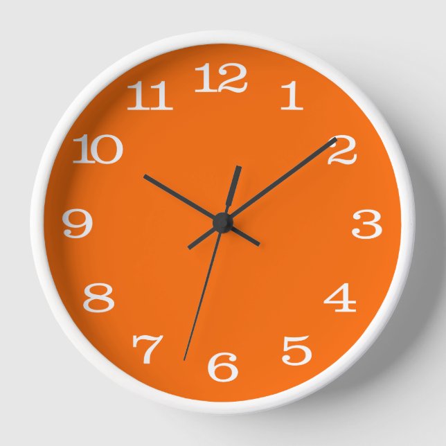 white neon orange solid colour clock (Front)