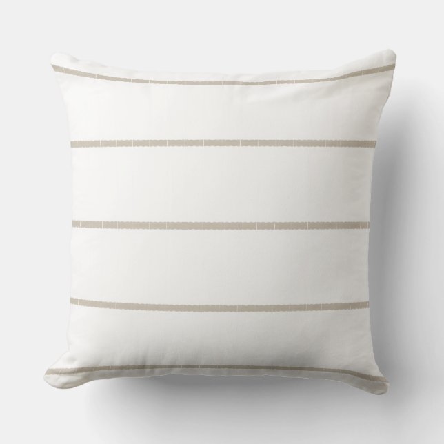 White & Neutral Striped Pillow (Front)