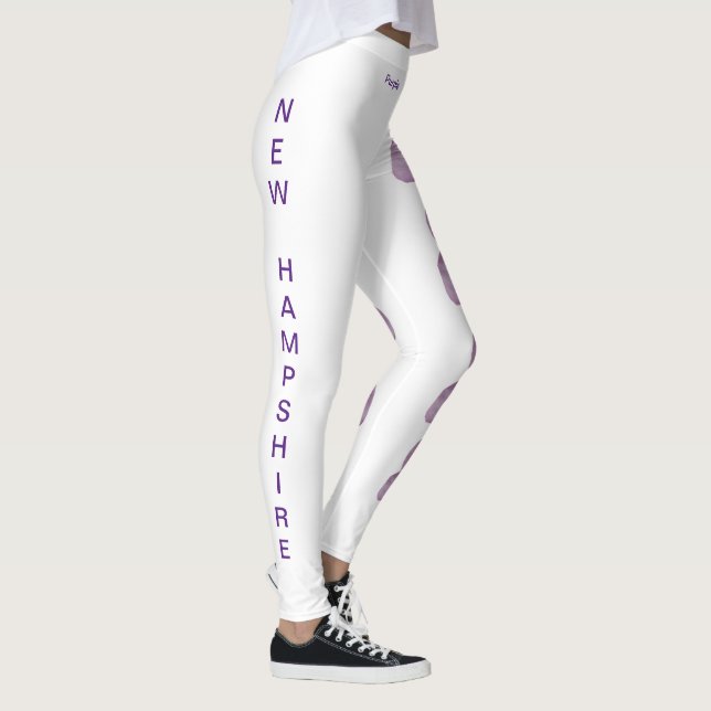 White New Hampshire Purple Lilac State Leggings (Right)