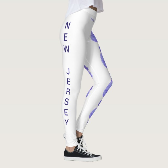 White New Jersey Violet State Flower Leggings (Right)