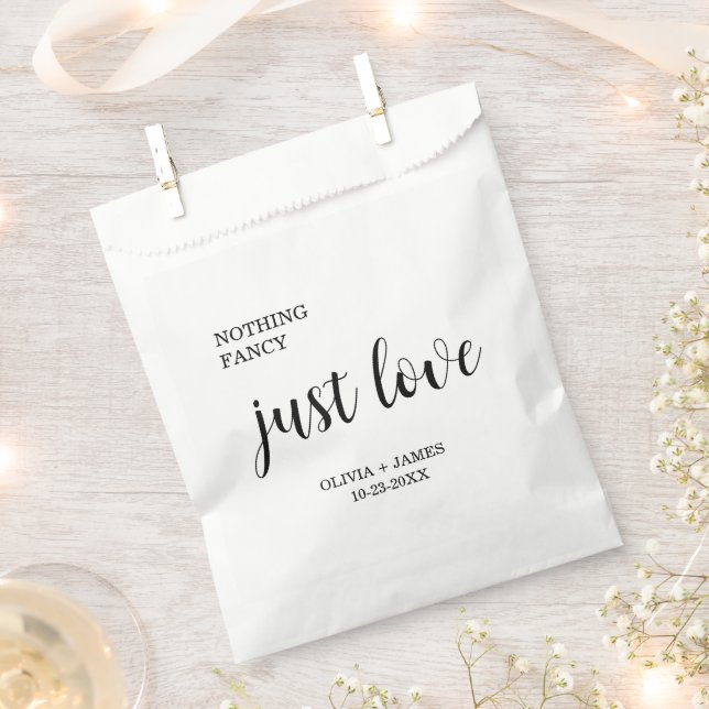 White Nothing Fancy Just Love Wedding   Favour Bag (Clipped)