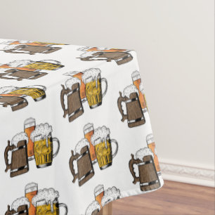 White   Novelty Three Cheers   Beers Tablecloth