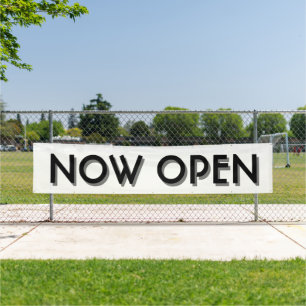 White Now Open Sign Banner