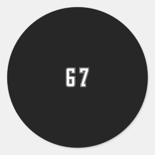 White Number 67 Team Junior Sports Numbered Unifor Classic Round Sticker