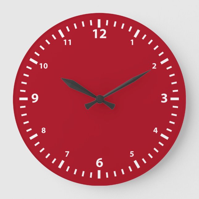White Number Clock Face on Dark Red (Front)