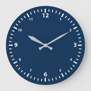 White Number Clock Face on Navy Blue